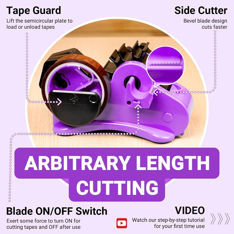 ThinkLearn Heat Tape Dispenser - Sublimation Heat Transfer Tape Dispenser with Scissors and Utility Knife, 1 '' & 3'' Core, Multi-Roll Pre-Cut Tape Dispenser for Crafting, Purple - Image 3
